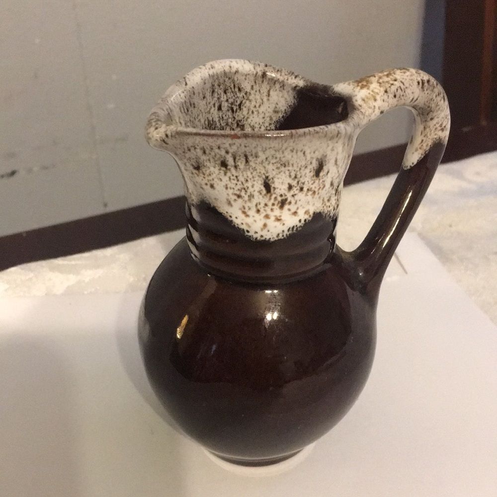 Hull Pottery 4” Brown Drip Glaze Pitcher